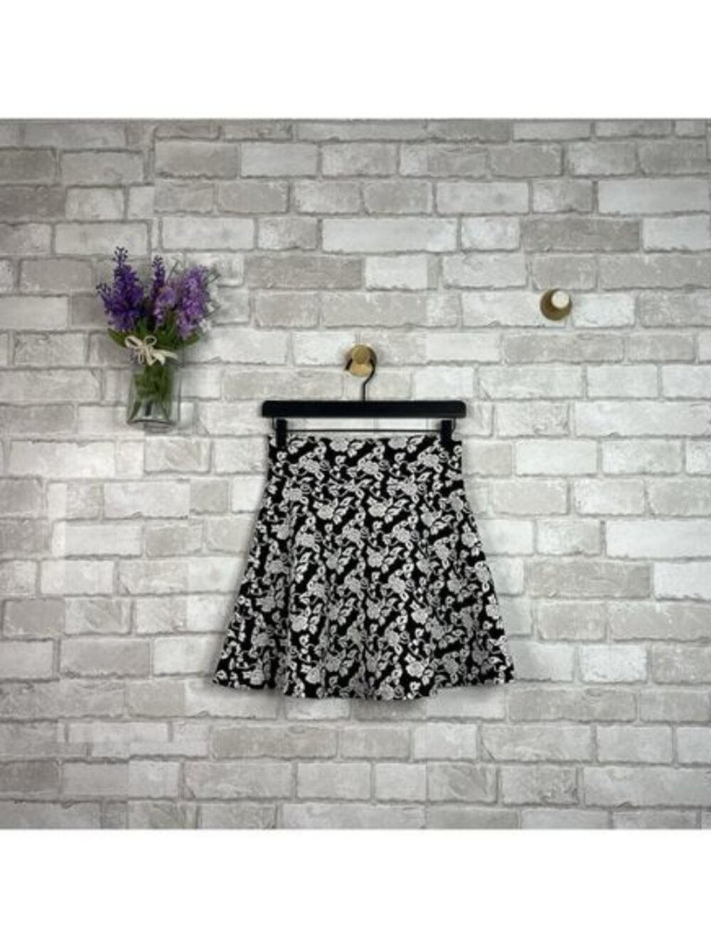 LA Hearts Black/White Floral Skater Skirt